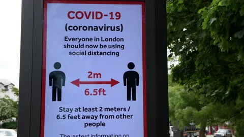London. UK- 06.08.2020: billboard displaying Covid 19 information. Stock Footage