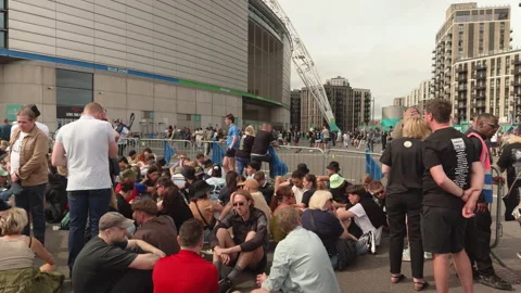 LONDON, UK August 3rd 2025 - Oasis Fans at Wembley Stadium Concert Gig Stock Footage 314367046