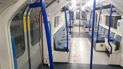 London, UK - February/2/2019 - Empty London Underground carriage Stock Footage