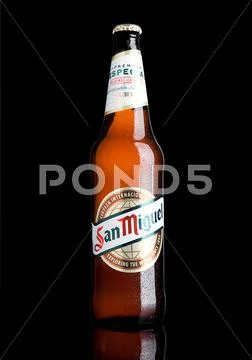 London, Uk- November, 2016: Cold Bottle Of San Miguel Beer. The San Miguel Br