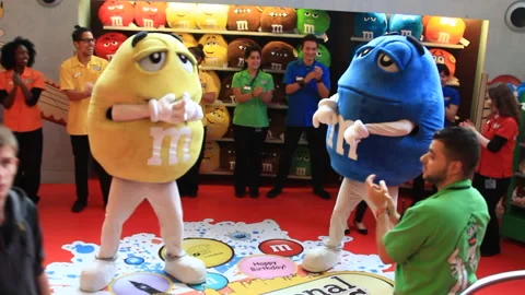 London, UK - Sep 2014 : Abbey Road M &amp; Ms.M&amp;M Store,With its four floors and  Stock Footage 166393353