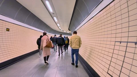 London Underground commuters walking Stock Footage 304534962