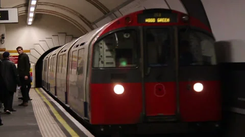 London Underground #Inbound train Stock Footage 33825527
