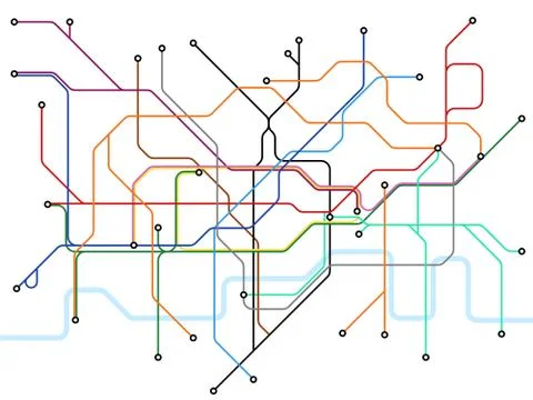 London underground map. Subway public transportation scheme. Uk train station Stock Illustration