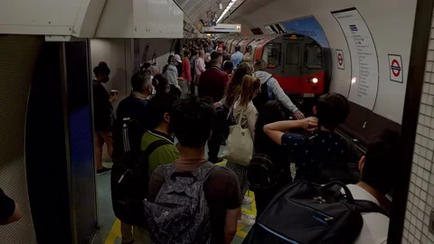 London Underground overcrowding. Stock Footage 155612243