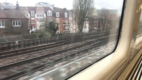 London Underground pulling into WIllesden Green Station time lapse 4k Stock Footage 85345550
