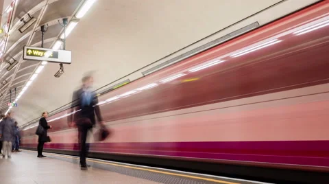 London underground train station time lapse Stock Footage 66445506