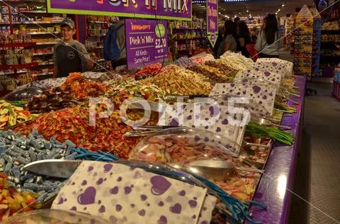 London, United Kingdom, June 2018. A candy shop Stock Photos