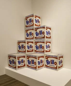 LONDON, UNITED KINGDOM - Oct 24, 2020: Andy Warhol's Brillo soap pads Stock Photos