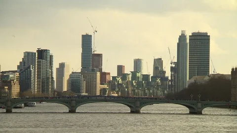 London view of the River Thames Stock Footage 129747869