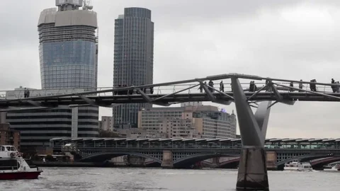 London's Millenium Bridge Stock Footage 69260989