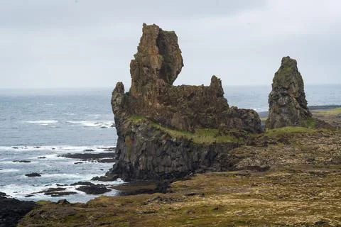 Londrangar Basalt Cliffs (Hellnar) in Iceland Stock Photos