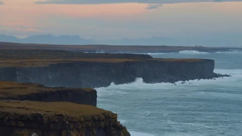 Lóndrangar Basalt Cliffs on the Snæfellsnes Peninsula, Iceland Stock Footage 320202159