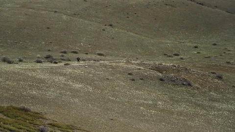 Lone Athletic man trail running on valley. Jogging outside. Outdoor Fitness Stock Footage 103145219