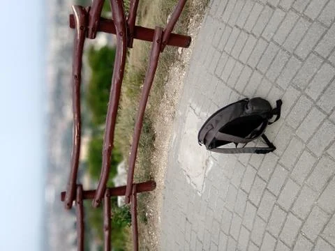 A lone backpack at the Eagle Mountain Lookout Tower in Budapest Stock Photos
