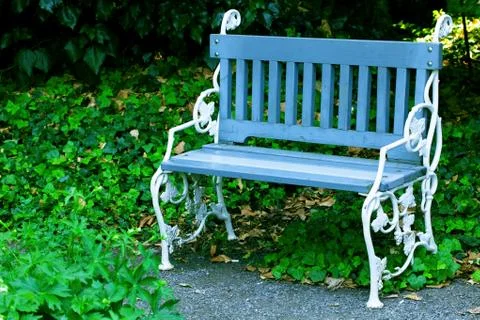 Lone bench in the park Stock Photos