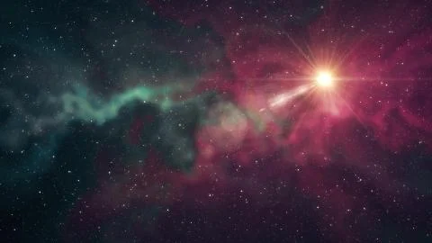 Lone big star shine in soft nebula stars night sky illustration background new 库存插图