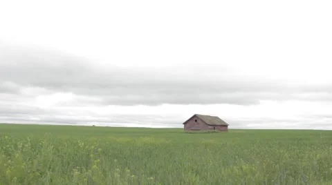Lone Building on Prairies Stock Footage 65389840