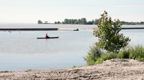 Lone Canoeist Stock Footage 40143101