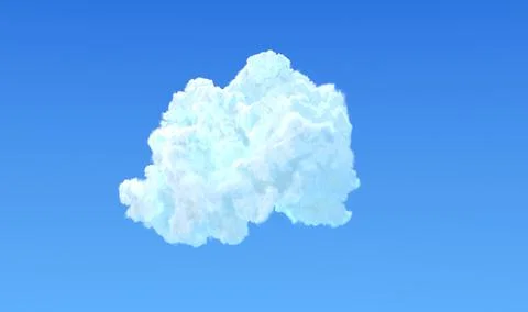 Lone cloud on blue sky backdrop isolated Stockillustratie