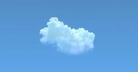 Lone cloud on blue sky isolated - digital nature 3D rendering Stock Illustration