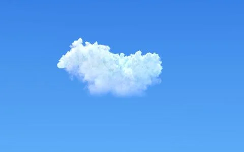 Lone cloud on blue sky isolated. digital nature 3D rendering Stock Illustration