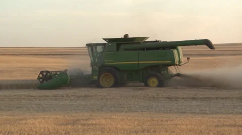 Lone Combine Stock Footage 35579060