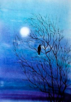 A lone crow Illustrazione stock