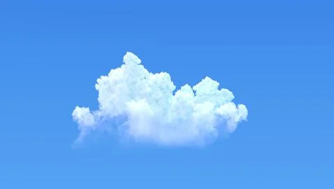 Lone cumulus cloud on blue sky isolated - cg nature 3D rendering Illustrazione stock