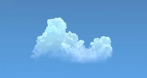 Lone cumulus cloud on blue sky isolated, nature 3D rendering イラスト素材