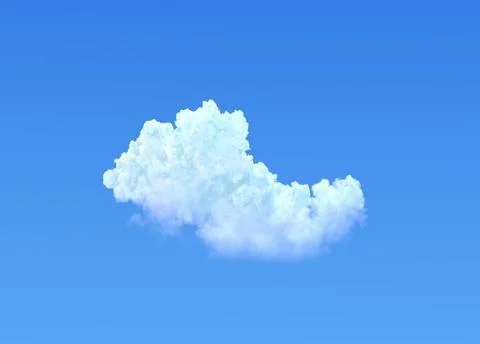 Lone cumulus cloud on blue sky isolated - concept Stock Illustration