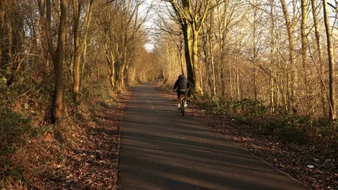 Lone cyclist on a cycle path Stock Footage 169249669