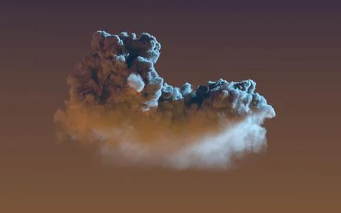 Lone large night cloud - cg nature 3D rendering Illustrazione stock