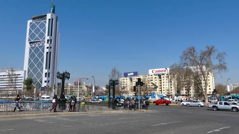 Lone man crosses a bridge while traffic is liberated Stock Footage 97112816