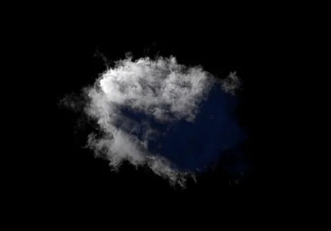 Lone night grey cloud on black isolated, digital nature 3D rendering Illustrazione stock