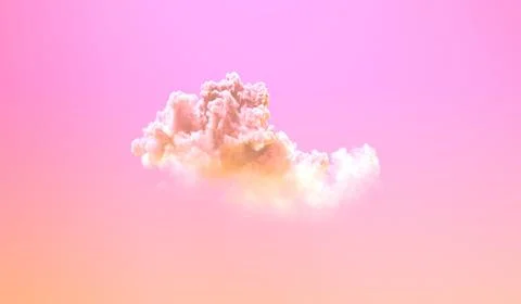 Lone pink sundown huge cloud - nature 3D rendering 스톡 일러스트