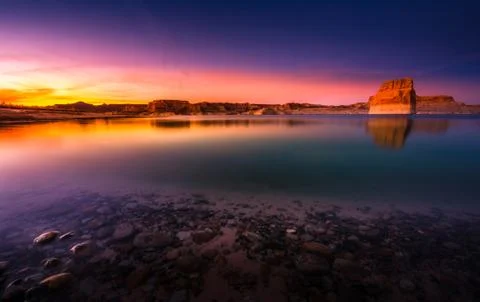 Lone Rock Beach at Sunset Stock Photos