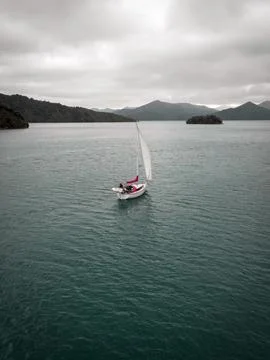 Lone sail boat Stock Photos