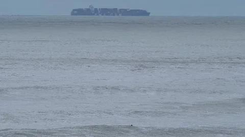 Lone surfer waits  Stock Footage 238599229