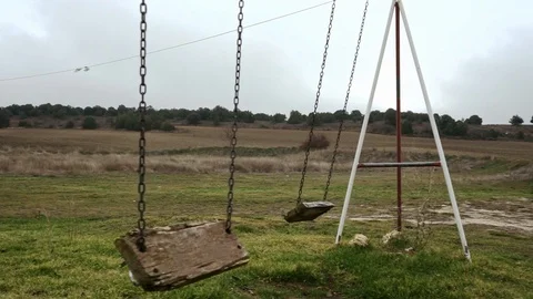 Lone swing in rural nature Stock Footage 101590088