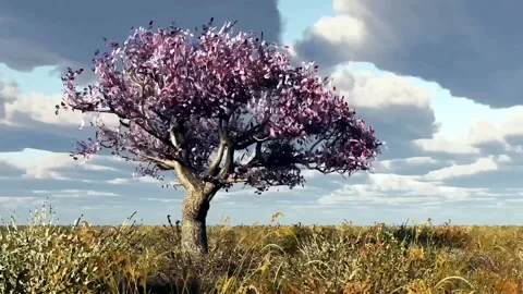 Lone tree stormy day Stock Footage 233463377