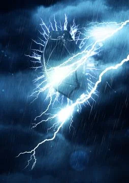 Lone umbrella in the storm イラスト素材
