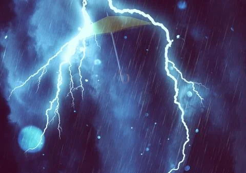 Lone umbrella in the storm Stock Illustration