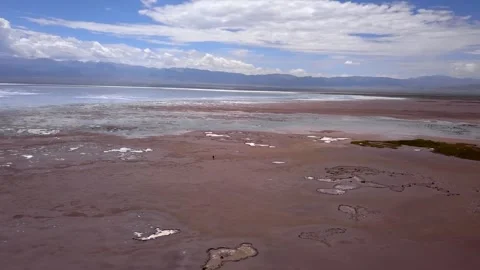 A lone unknown man at the Chaka Salt Lake 1 Stock Footage 314972775