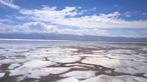 A lone unknown man at the Chaka Salt Lake 3 Stock Footage 314972783