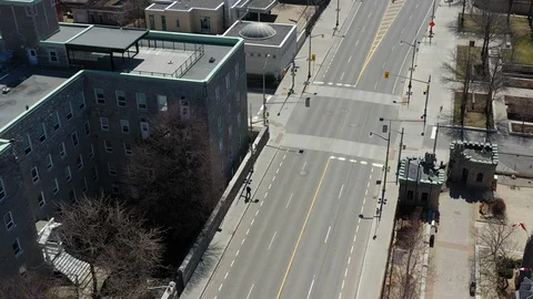 Lone walker on empty ottawa streets during pandemic covid-19 Stock Footage 128766893