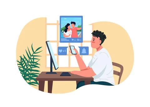 Loneliness 2D vector web banner, poster 스톡 일러스트