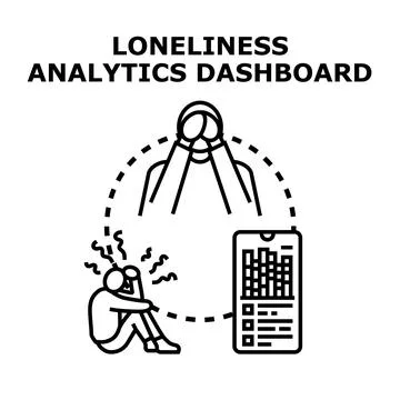 Loneliness analytics dashboard visualizing person experiencing sadness Stock Illustration