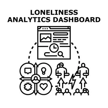 Loneliness analytics dashboard visualizing social isolation data Stock Illustration