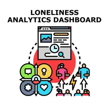 Loneliness analytics dashboard visualizing social isolation data Stock Illustration